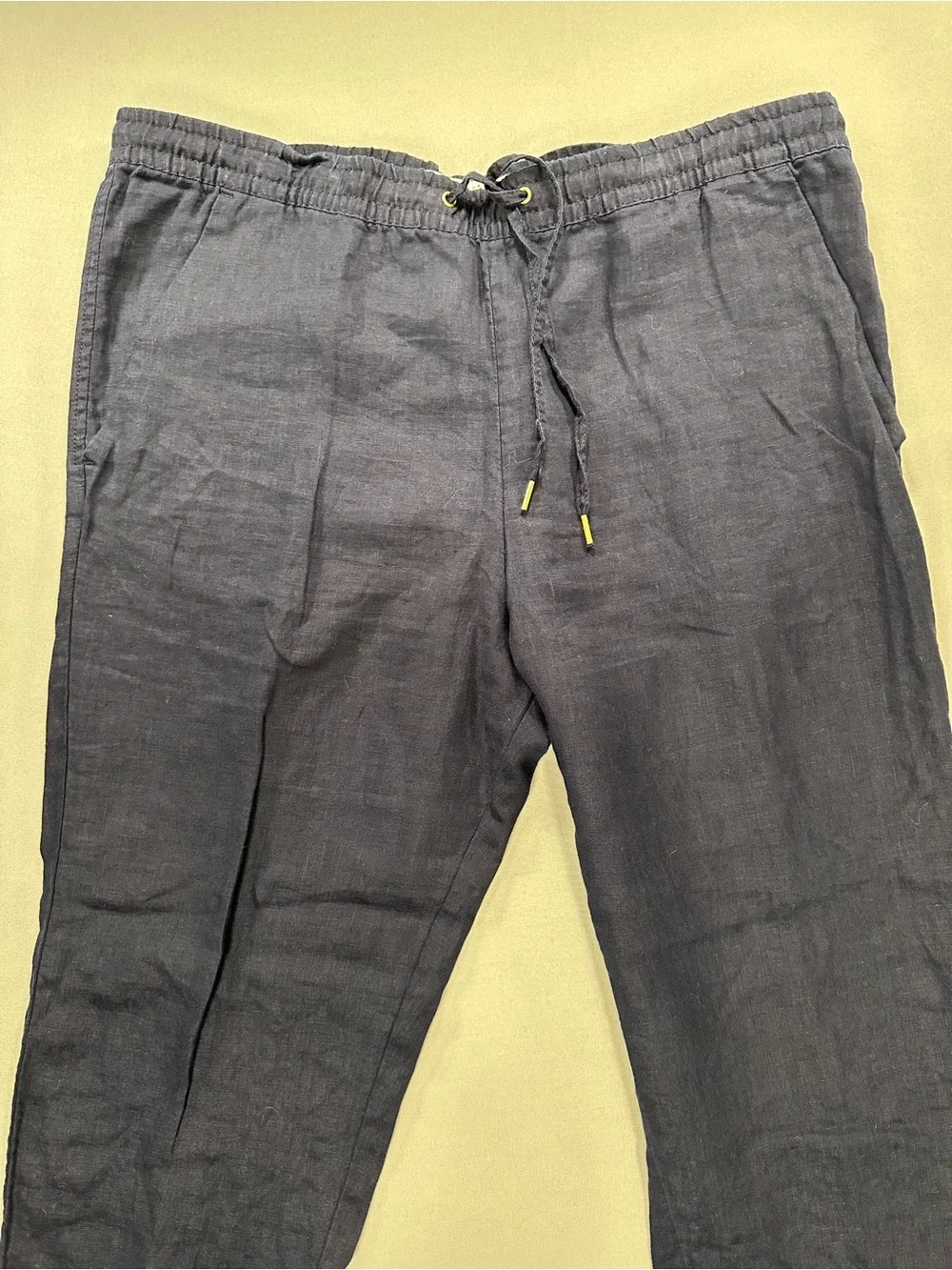 NWT H&M LOGG 100% Linen Drawstring Ankle Joggers / Pants - Womens 10